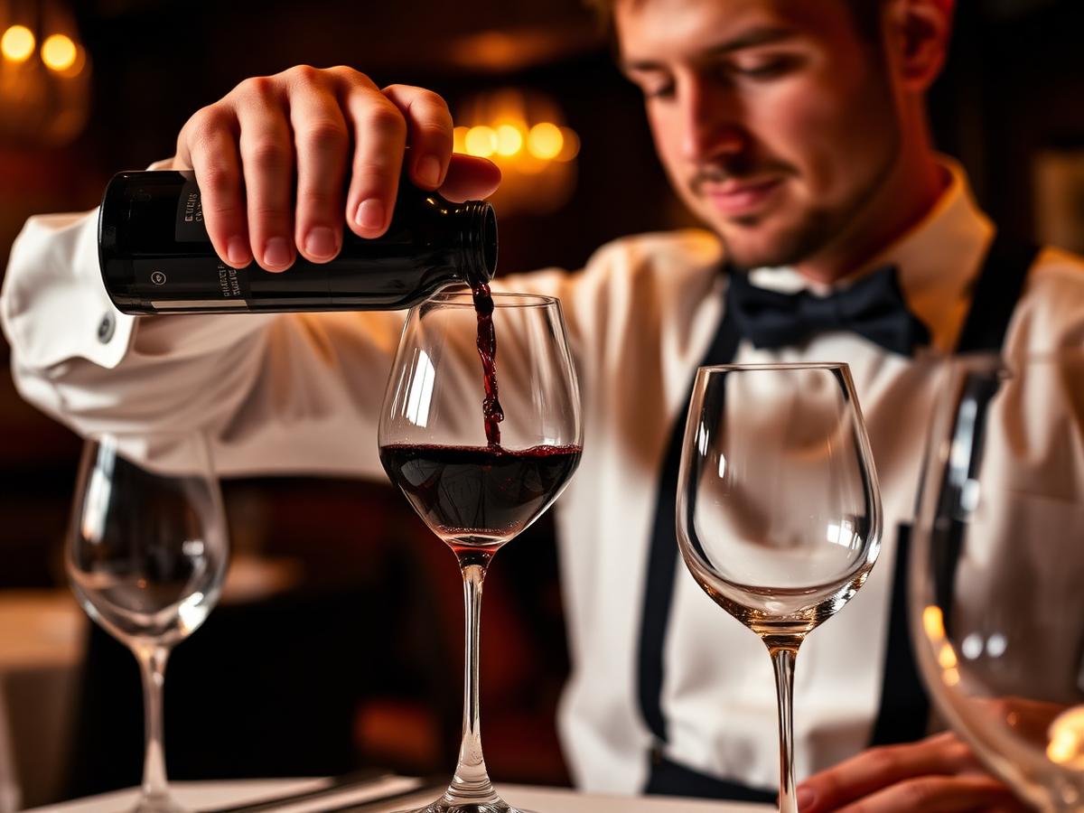 Sommelier schenkt wijn in